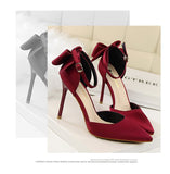 Funki Buys | Shoes | Women's Silk High Heels | Silk Bow Stiletto Pumps