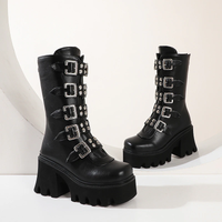 Funki Buys | Boots | Women's Platform Boots | Buckle Strap | Wedge
