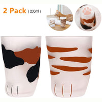 Funki Buys | Glasses | Cat Paw Frosted Glass Sets | Cute Cat Feet Cups