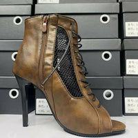 Funki Buys | Boots | Women's Open Toe Lace Up Granny Boots