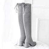 Funki Buys | Boots | Women's Thigh High Boots | Square Mid Heel Boots