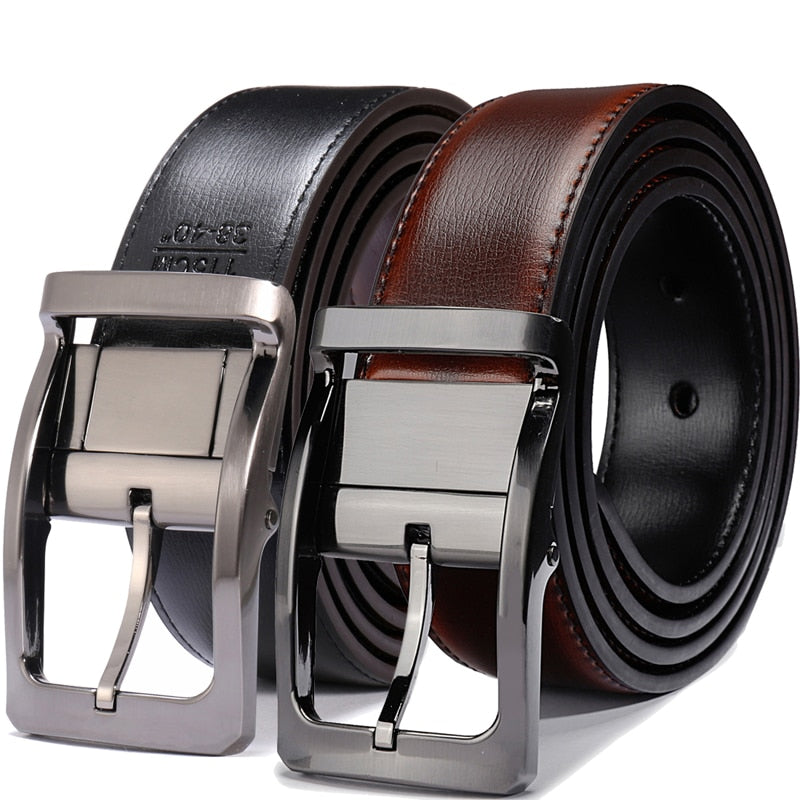 Genuine Solid Leather Belt for Men, Black / 135cm