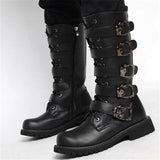 Funki Buys | Boots | Men's Gothic Punk Motorcycle Boots | Mid-Calf