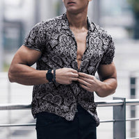 Funki Buys | Shirts | Men's Floral Hipster Dress Shirt | Short Sleeve