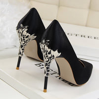 Funki Buys | Shoes | Women's Silk Stilettos | Metal Carved Heels