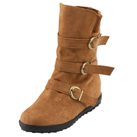 Funki Buys | Boots | Women's Suede Snow Boots | Buckled Ankle Boot