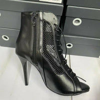 Funki Buys | Boots | Women's Retro Vintage Open Toe Mesh Granny Boots