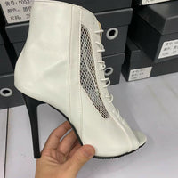 Funki Buys | Boots | Women's Retro Vintage Open Toe Mesh Granny Boots