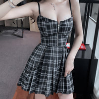 Funki Buys | Dresses | Women's Gothic Plaid Dress | Pleated Punk Y2K