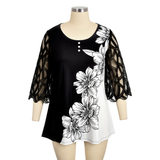 Funki Buys | Shirts | Women's Plus Size Splice Flower Print Blouse