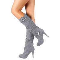 Funki Buys | Boots | Women's High Heeled Long Suede Boots | Knee High