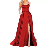 Funki Buys | Dresses | Women's Long Satin Evening Dress | Backless