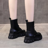 Funki Buys | Boots | Women's Lace-up Zipper Platform Boots | Combat
