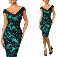Funki Buys | Dresses | Women's Floral Cocktail Pencil Dress | Slim Fit