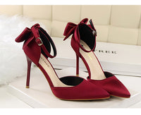 Funki Buys | Shoes | Women's Silk High Heels | Silk Bow Stiletto Pumps