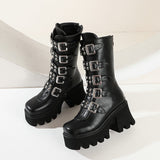 Funki Buys | Boots | Women's Platform Boots | Buckle Strap | Wedge