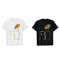 Funki Buys | Shirts | Women's Sunflower and Cat Summer Printed Tee