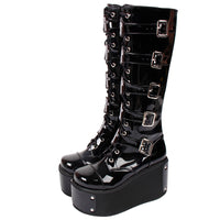 Funki Buys | Boots | Women's Platform Buckle Boots | Knee High Boot