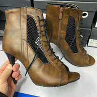 Funki Buys | Boots | Women's Open Toe Lace Up Granny Boots