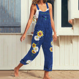 Funki Buys | Pants | Women's Sunflower Denim Bib Overalls | 5XL