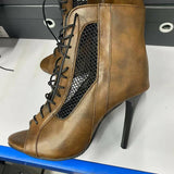 Funki Buys | Boots | Women's Retro Vintage Open Toe Mesh Granny Boots