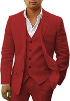 Funki Buys | Suits | Men's 3 Pcs Linen Summer Wedding Suits