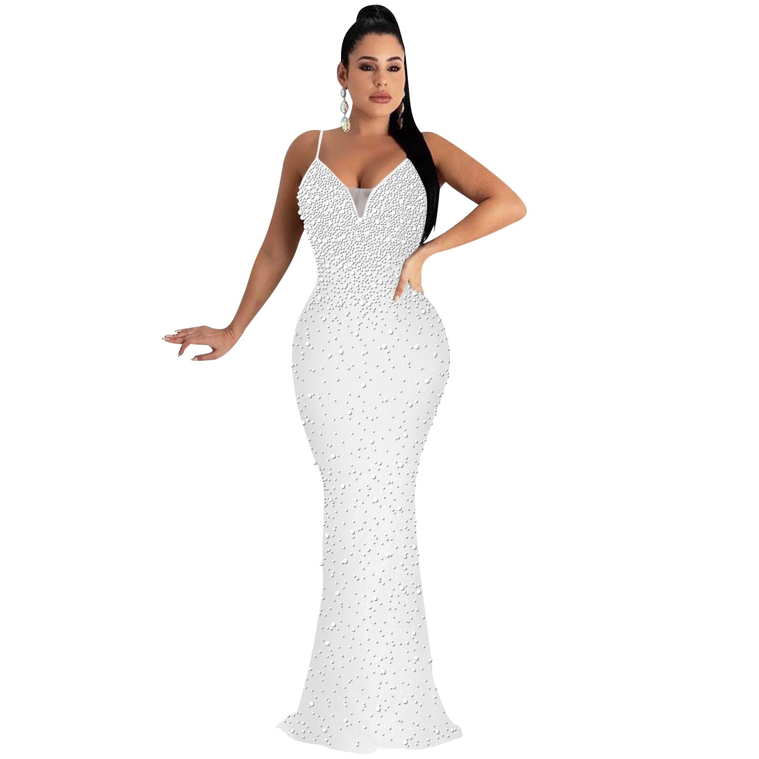 Funki Buys | Dresses | Women's Diamond Pearl Bodycon Evening Gown