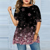 Funki Buys | Shirts | Women's 8XL Floral Tunic Top | Short Sleeve Summer Shirt