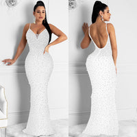 Funki Buys | Dresses | Women's Diamond Pearl Bodycon Evening Gown