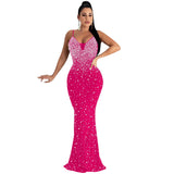 Funki Buys | Dresses | Women's Diamond Pearl Bodycon Evening Gown