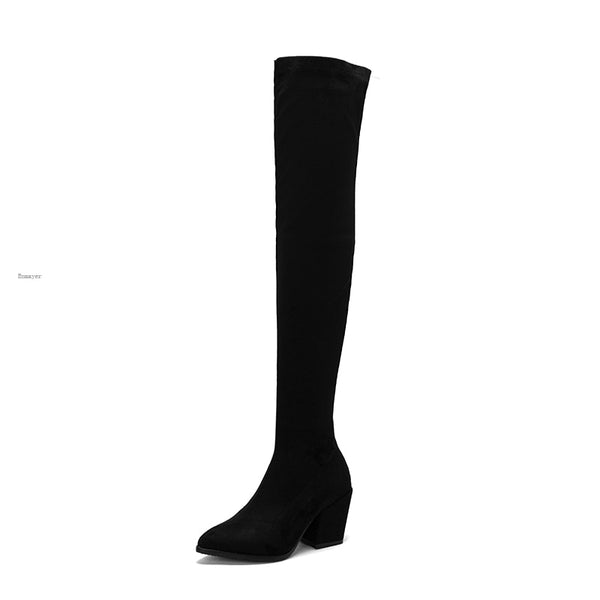 Funki Buys | Boots | Women's Mid Heel Over-the-Knee Boot | Square Heel