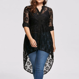 Funki Buys | Shirts | Women's Elegant Plus Size Top | Long Lace Blouse