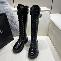Funki Buys | Boots | Women's Gothic Punk Knee High Boots | Chunky Heel