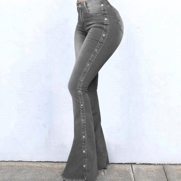 Women's XL high rise blue bell bottom pants, butt lifting flare bottom  pants, bell bottom jeans denim