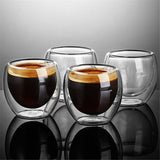 Funki Buys | Cups | Glass Double Wall Expresso Coffee Cup Set 4|6|80ml