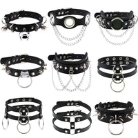 Funki Buys | Necklaces | Unisex Hip Hop PU Leather Rivet Choker Chain