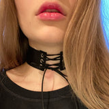 Funki Buys | Necklaces | Women's Velvet Lace Up Gothic Choker | Anime