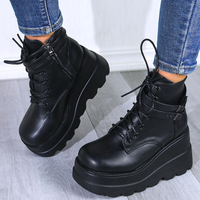 Funki Buys | Boots | Women's Buckle Ankle Boots | Punk Platform Wedges