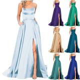 Funki Buys | Dresses | Women's Long Satin Evening Dress | Backless