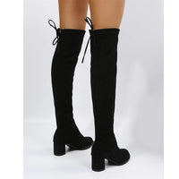 Funki Buys | Boots | Women's Thigh High Boots | Square Mid Heel Boots