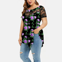 Funki Buys | Shirts | Women's Floral Lace Overlay Shirt | Summer Top