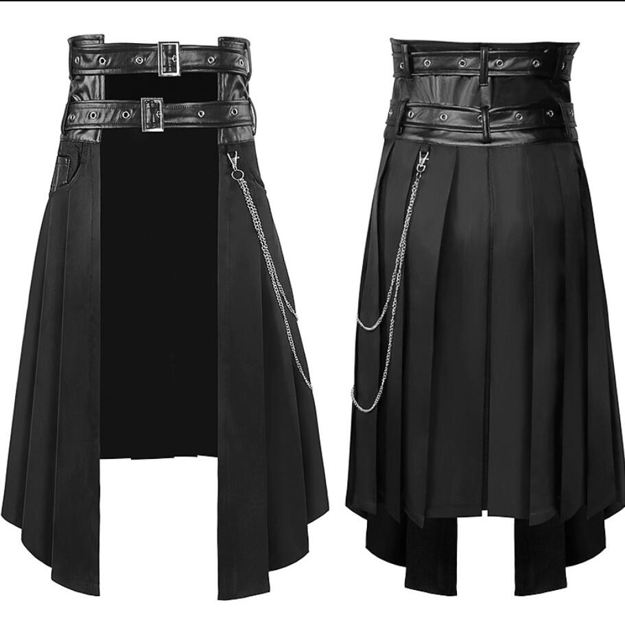 Funki Buys, Skirts, Men's Punk Pleated Long Skirt