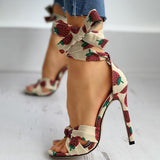 Funki Buys | Shoes | Women's Fruit Print Stilettos | Canvas | Tie Up