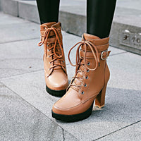 Funki Buys | Boots | Women's Chunky Platform Ankle Boots | Lace Up