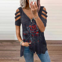 Funki Buys | Shirts | Women's Cross Strap Short Sleeved Zipper Shirt