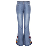 Funki Buys | Pants | Women's Boho Hippy Jeans | Embroider Bell Bottoms