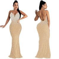 Funki Buys | Dresses | Women's Diamond Pearl Bodycon Evening Gown