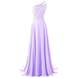 Funki Buys | Dresses | Women's Long Chiffon Evening Dress | One Shoulder
