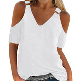 Funki Buys | Shirts | Women's Summer Cut Out Shoulder Top | Blouse