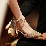 Funki Buys | Shoes | Women's Luxury Gold Silver Sequins Pumps | Block